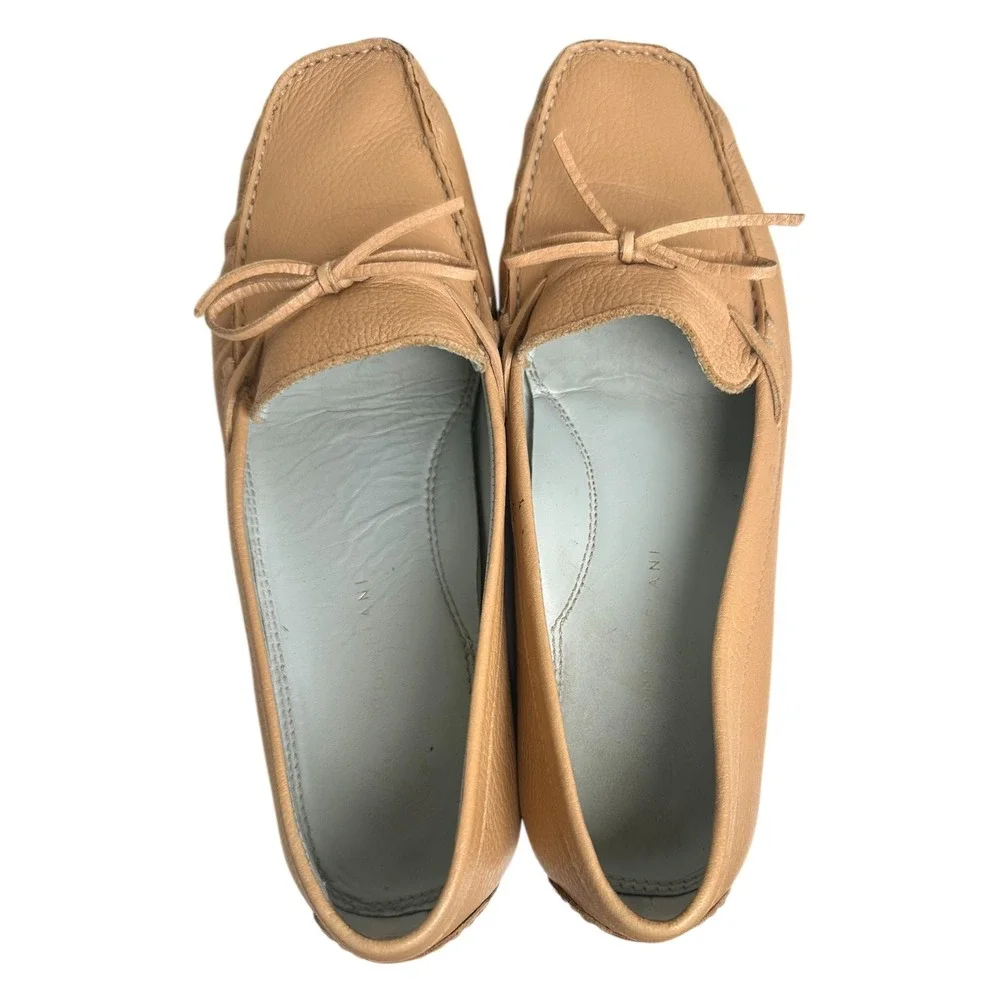 Antonio Melani Stockton Cocoa‎ Creme Leather Driving Loafers Sz 8 Preppy Comfort